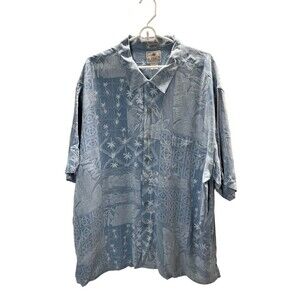 Luau Shirt Men's Size 2XL Blue Finest Silk Tropical Button Up